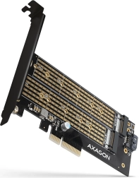 Intern PCIe x4-adapter til 2× M.2 – NVMe M-key + SATA B-key, fuld og lav profilbagplade