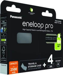 Eneloop PRO genopladeligt batteri AA 2500 mAh 4 stk med æske