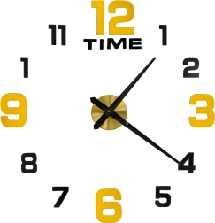 Selvklæbende vægur DIY 100–120 cm, sort–guld, 12 tal