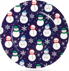 Tallerkenunderlag med snemænd 33 cm, mørkeblå
