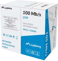 LAN-kabel UTP 100 Mb/s 305 m CCA massiv, blå