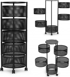 Køkkenreol-organizer med drejelige hylder, 5 niveauer, metal, ModernHome