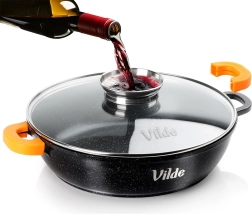 Dyb granitpande med glaslåg TERRUNA AROMA 24 cm, 2,1 l