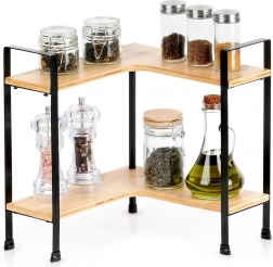 Hjørne køkkenhylde i bambus med to niveauer 29,5 × 29,5 × 33,5 cm