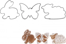 Sæt af rustfri kageudstikkere kanin, sommerfugl og får – 3 stk.