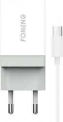 Hurtig væglader FONENG 10,5 W, 1× USB, med micro-USB-kabel – hvid