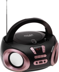 Bærbar boombox med cd/mp3 og fm‑radio adler ad 1181, sort‑kobber