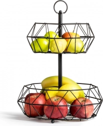 To-etagers metalfrugtkurv sort