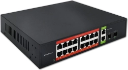 Gigabit PoE-switch 16× RJ45, 2× RJ45-uplink, 2× SFP, 1000 Mb/s