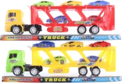 Friktionsdrevet autotransportør med 5 små biler, plast