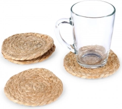 Naturlige juteunderlag til glas 10 cm, sæt med 4 stk.