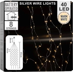 Lysgardin med LED, 40 lys, 45 cm, varm hvid, batteridrevet