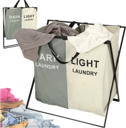 Vasketøjskurv med to rum og sorteringsorganizer