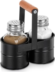 Sæt saltbøsse og peberbøsse med stativ, 3-delt