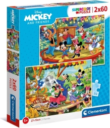 Puslespil 2x60 brikker - Mickey og venner