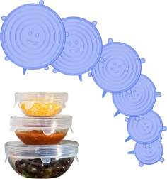 Silikone stræklåg til mad – sæt med 6 stk. – Sæt