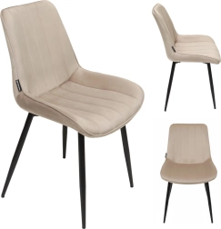 Polstret spisebordsstol i velour i loft-stil, beige – 1 stk.
