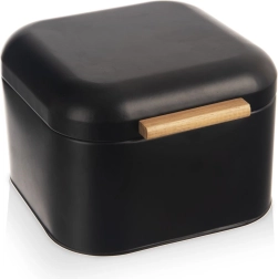 Brødkasse i metal, sort, 21,5 × 20 × 14,5 cm