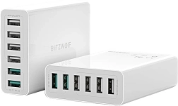 USB-oplader 6 porte BlitzWolf QC 3.0, 60W hvid
