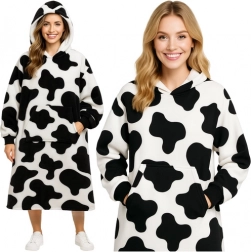 Tæppehættetrøje RUHHY XXL sort‑hvid