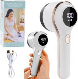 Elektrisk fnugfjerner til tekstiler med LED-display, 3 hastigheder – hvid