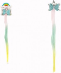 Hårspænde med snefnug, regnbuehårtot og sløjfe