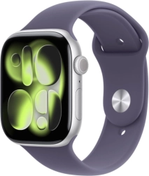Apple Watch Series 11 GPS + Cellular 42 mm aluminium sølv med lilla sportsrem M/L