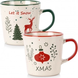 Sæt med keramiske julekrus 350 ml, 2 stk.