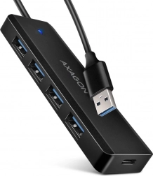 AXAGON HUE-C1A rejsevenlig 4-port USB-hub 5 Gb/s med USB‑C-strømforsyning