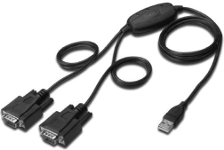 USB 2.0 adapter til 2x RS232 (DB9) med USB A M/kabel længde 1,5m