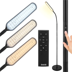 Izoxis stående LED-lampe 180 cm sort med fjernbetjening