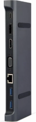 USB-C-adapter 9-i-1 med HDMI, USB-C PD, VGA, DP, USB og LAN