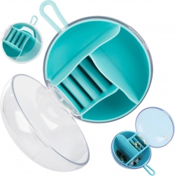 Rund rejse-smykkeæske med rum