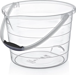 Gennemsigtig plastspand 10 l med måleskala og hældetud
