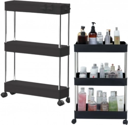 Mobil bogreol med 3 hylder på hjul – sort