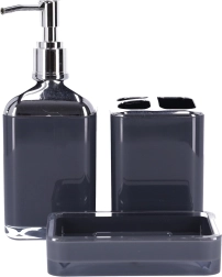 Sæt med badeværelsestilbehør 3 dele BERRETTI, antracit + krom