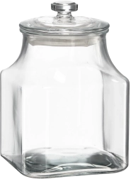 Glasfirkantet beholder 2,8 l med glaslåg