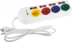 Maclean forlængerledning med USB A/C og individuelle afbrydere