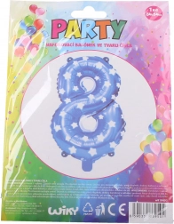 Blå oppustelig ballon nummer 8 med stjerner