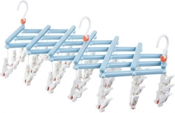 Sammenklappeligt tørrestativ med klemmer, 29 clips, lyseblå