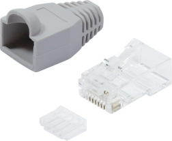 RJ45 CAT.6 stik med beskyttelse, grå, pakning 100 stk