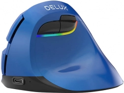 Trådløs vertikal mus Delux M618 Mini med RGB, BT og 2,4 GHz (blå)