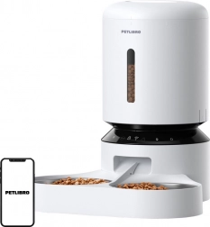 PETLIBRO automatisk foderautomat med dobbelt skål og Wi‑Fi, 5 l hvid