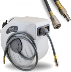 Automatisk pneumatisk slangetromle 15 m med 1/4" lynkobling til kompressor