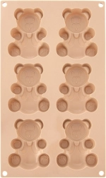 Silikoneform til småkager og muffins, bjørne 30 × 17,5 × 2 cm, beige