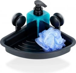 Hjørne-brusehylde med sugekopper, sort 28 × 22 × 12 cm