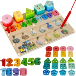 Træ Montessori sorter 3i1 Kruzzel (magnetisk labyrint, former og tal) 30 × 22,5 cm