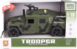 Militær legetøjsbil på batterier med lys og lyd