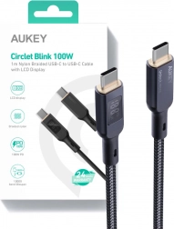 USB-C-kabel Aukey med LED-display og flettet overflade