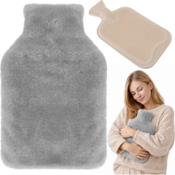 Gummi-varmeflaske med plys-betræk 1,8 l RUHHY